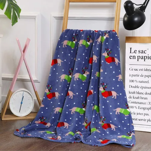 Miniatura 36 de Elegant Comfort Velvet Touch Ultra Lujosa Manta/Frazada de Vellón con Estampado Navideño de Vacaciones - 50 x 60 pulgadas, (Flor de Pascua), 50 x 60