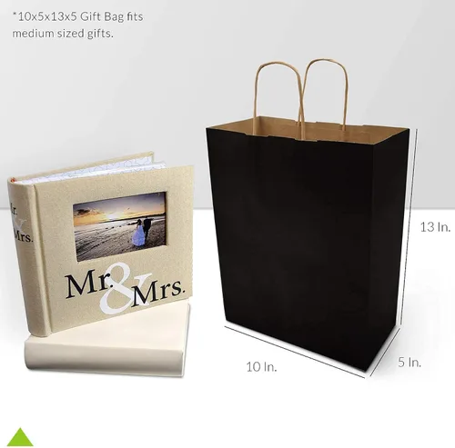 Miniatura 7 de Prime Line Packaging Bolsas de papel negro, bolsas de regalo de papel kraft medianas con asas, pequeñas empresas, compras, boutiques, venta al por