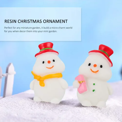 Miniatura 9 de BESTOYARD Kit de muñeco de nieve en miniatura de Navidad, adornos de jardín de hadas, manualidades de resina, figuras de globo de nieve, decoración