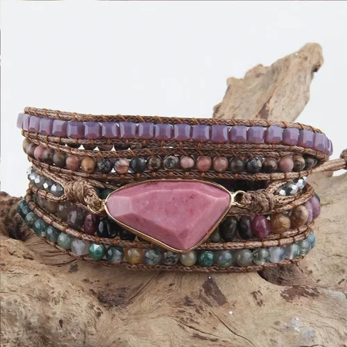 Miniatura 108 de ZOSOJONA - Pulseras bohemias hechas a mano de piedra natural, que dan vuelta, con cuentas de cristal de turquesa
