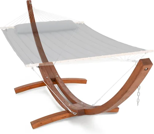 Miniatura 9 de SUNCREAT Soporte de hamaca de madera ajustable de 12 a 14 pies, solo soporte de hamaca de madera de alerce para exteriores, capacidad de 475 libras