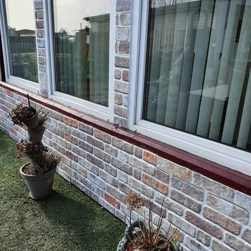 Miniatura 4 de Dundee Deco Paneles de pared 3D de ladrillo sintético, revestimiento de pared de aspecto de piedra marrón beige, espuma de poliestireno, muestra