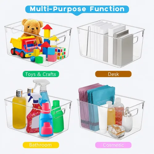 Miniatura 4 de Paquete de 4 organizadores de cocina – Contenedores de almacenamiento de plástico transparente para refrigerador, despensa, gabinete, encimeras