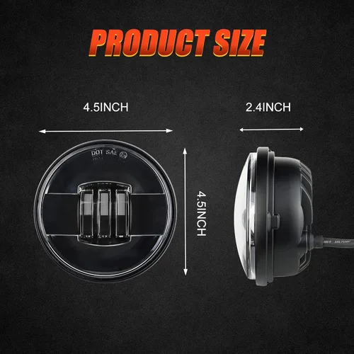 Miniatura 6 de Luces de cruce para motocicleta LED, luz antiniebla de 11.4 cm, proyector de luz auxiliar, lámpara de conducción para Road King Electra Glide Negro