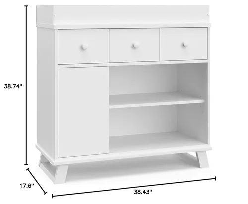 Miniatura 9 de Storkcraft - Cómoda de cambiador para guardería moderna (blanco con blanco) – Certificado Gold GREENGUARD, cómoda para guardería, cambiador