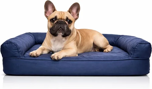 Miniatura 25 de Furhaven Cama ortopédica de espuma para perros, de pelo sintético y terciopelo, con diseño de caja de huevos, color salvia oscura, talla M Dark Sage