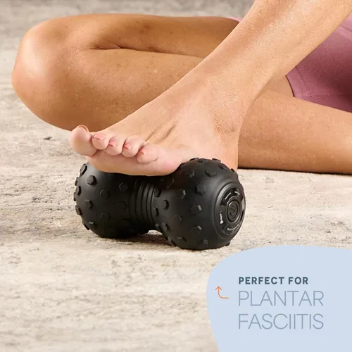 Miniatura 4 de LifePro Pelota de masaje vibrante de 4 velocidades - Masajador en forma de cacahuate. Combina una pelota de lacrosse con un rodillo de espuma Negro