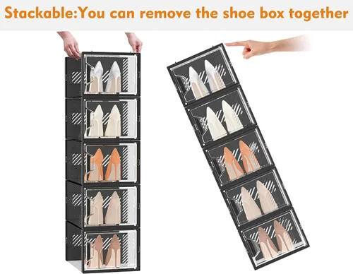 Miniatura 6 de SIMPDIY - Paquete de 12 cajas de almacenamiento de zapatos XL, organizador de zapatos para armario, cajas de almacenamiento de zapatos de plástico