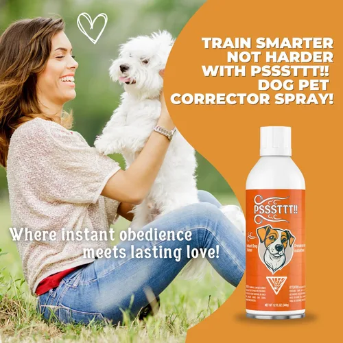 PSSSTTT! Tamaño máximo! Spray para perros, 12 onzas líquidas (11.99 oz) – Entrenamiento de comportamiento eficaz para perros, corrector de perro