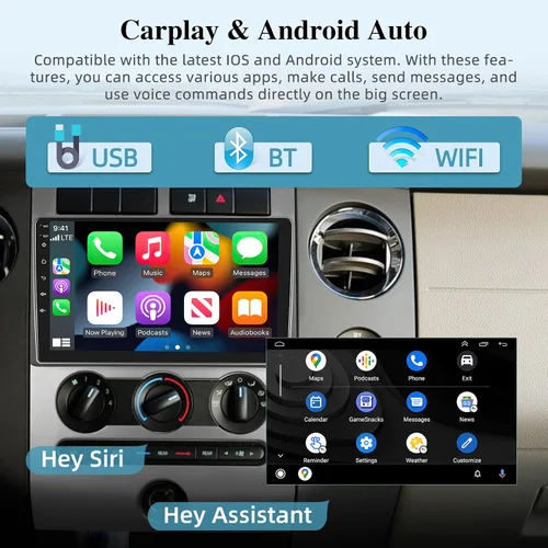 Miniatura 4 de [2+64G] NHOPEEW - Radio de coche para Ford Expedition 2007-2014 con Carplay inalámbrico y Android Auto – Pantalla táctil de 9 pulgadas Android 13