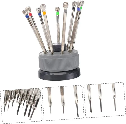 Miniatura 5 de Beaupretty Juego de pulseras Mini destornilladores, 9 piezas de destornillador plano de precisión, destornilladores de diferentes tamaños, kit