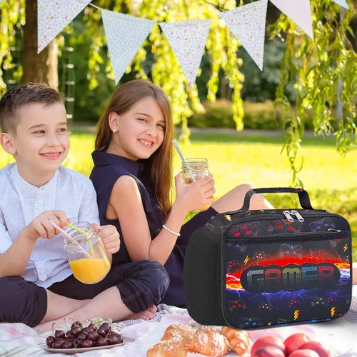 Miniatura 7 de RLGPBON Bolsa de almuerzo para niños, lonchera aislada para niñas y niños, bolsa de almuerzo para niños y adolescentes, bolsas de viaje lindas