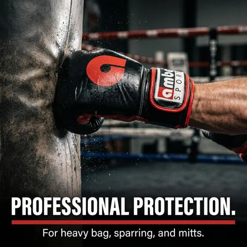 Miniatura 5 de Amber Fight Gear Professional Leather Boxing Gloves – Hook & Loop Training Gloves for Muay Thai, Kickboxing & Sparring – Multi-Layered Foam