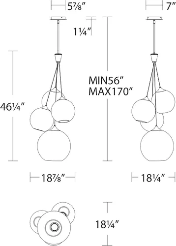 Miniatura 2 de WAC Lighting dweLED, Bistro LED 4 lámparas de araña 3000K en latón envejecido