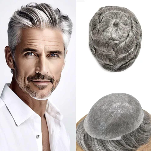 Miniatura 24 de Hombres Toupee Hair Thin Skin Men Human Hair Piece Men Toupee Cabello humano V-loop de aspecto natural Toupee Hombres Hairpiece Men Hair System