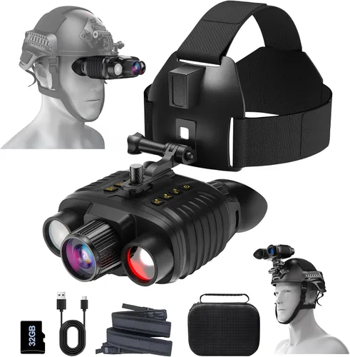 Gafas de visión nocturna montadas en la cabeza, prismáticos 4K Zoom 8X 850nm Stealth IR para toda la observación negra, regalo de caza manos libres