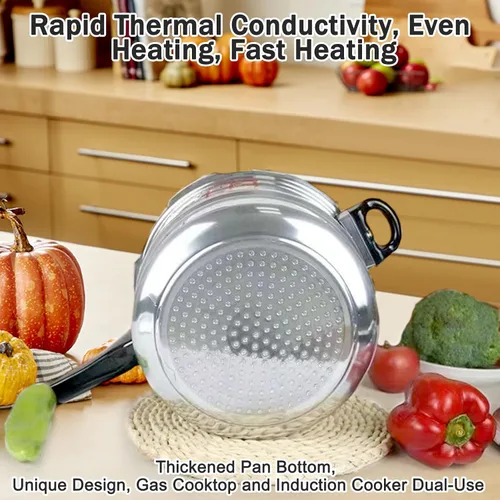 Miniatura 7 de Olla a presión de 7 cuartos de galón, olla a presión de aluminio compatible con cocina de gas e inducción, olla de cocción rápida, distribución