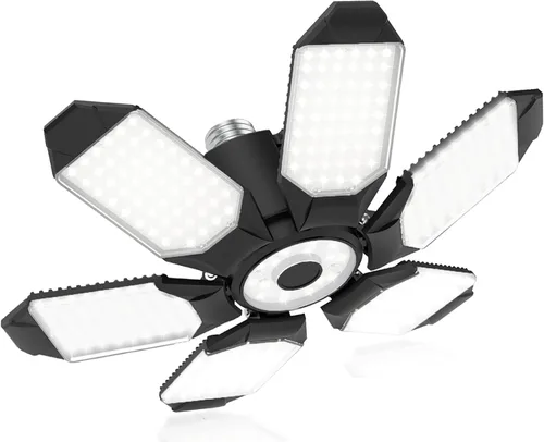 Miniatura 8 de Bombilla LED para garaje AYSEMO de 15000 lm - Luces LED de techo ajustables en 360° con 6+1 paneles deformables, 6500 K de luz diurna, base