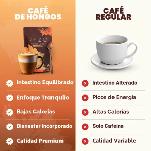 Miniatura 8 de RYZE SUPERFOODS Café de tostado medio de hongos orgánico USDA con 6 hongos adaptogénicos, café instantáneo cultivado en Estados Unidos para una