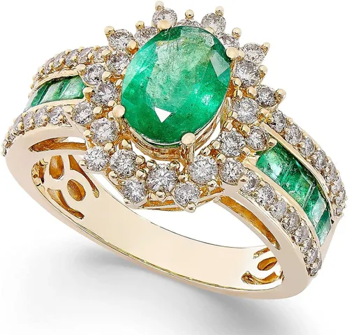 Tirafina Anillos de piedras preciosas ovaladas auténticas y diamantes naturales, anillo de declaración, joyería de piedras preciosas para mujer, oro