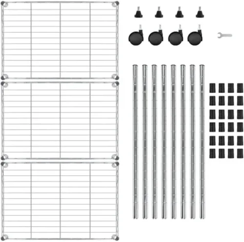 Miniatura 6 de Estantería de 3 niveles, estantería pequeña ajustable para armario, estantes de almacenamiento de cocina con ruedas, organizador de alambre de acero