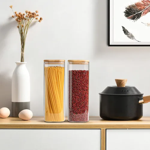 Miniatura 3 de ComSaf Recipientes de almacenamiento de vidrio para pasta de espaguetis con tapa (71 onzas), tarro de almacenamiento de alimentos hermético