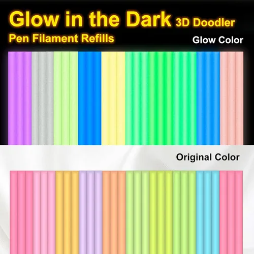 Miniatura 3 de Recargas de bolígrafo 3D Kretrum Glow en la oscuridad para 3Doodler Start+ Bolígrafo 3D 2.5mm PCL Recargas de filamento de 10 colores con brillo