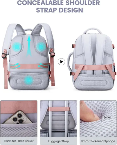 Miniatura 7 de LOVEVOOK Mochila de transporte, mochila de viaje de 30 L para mujer, aprobada por aerolíneas, equipaje de negocios, fin de semana, mochila