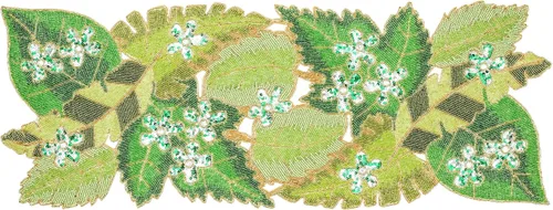 Camino de mesa con cuentas de hojas verdes de 36 pulgadas de largo - Hermoso, elegante y sofisticado corredor decorativo brillante perfecto para