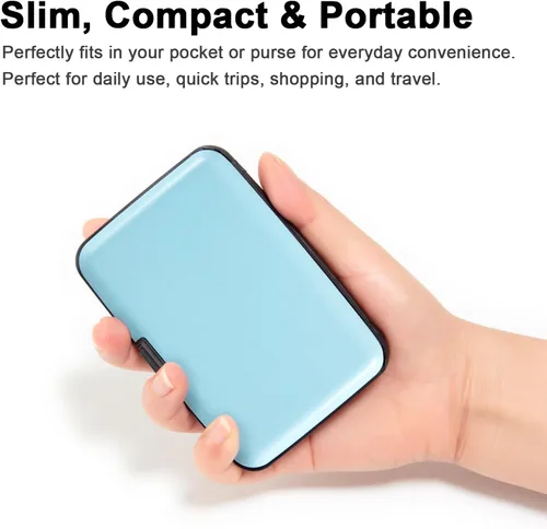 Miniatura 66 de Soporte para tarjetas de crédito, cartera metálica con bloqueo RFID para tarjetas de identificación para mujeres y hombres, funda rígida de aluminio