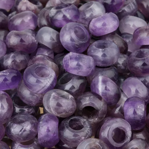 Miniatura 5 de TUMBEELLUWA 40 cuentas de piedra de cristal con agujero grande para hacer joyas, cuentas de macramé para trenzas de cabello (0.55 x 0.31 pulgadas)