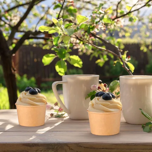 Miniatura 6 de Honeydak 100 tazas de sopa de helado de papel de 5 onzas, cuencos desechables de papel kraft, aperitivos fríos y calientes, yogur, postre, tazas