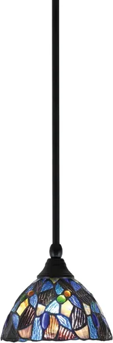 Miniatura 18 de Toltec Lighting Tallo Colgado Mini colgante, acabado de cobre negro, 3.5" cuadrado humo burbuja vidrio