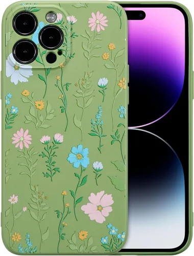 Miniatura 123 de RALEAVO Funda Floral para iPhone 12, Cubierta de Silicona Líquida con Bonito Patrón de Rama de Flores para Niñas y Mujeres, Funda Protectora de Goma