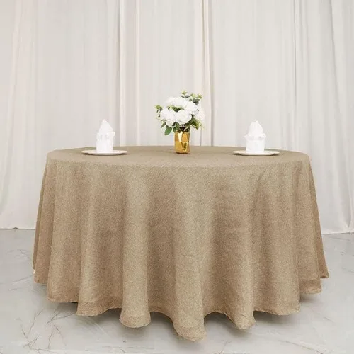 Miniatura 6 de Balsa Circle Mantel redondo natural de arpillera sintética de 120 pulgadas, recepción, boda, recepción, fiesta, eventos, decoración de catering