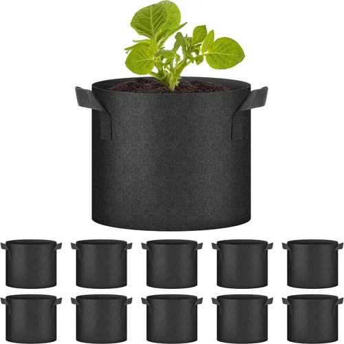 Miniatura 24 de HealSmart Paquete de 10 bolsas de cultivo de plantas de 3 galones, macetas plantadoras de tomate con asas, tela no tejida de aireación, maceta