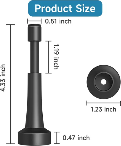 Miniatura 3 de 2 topes de puerta negro mate para pared, tope de puerta de resorte de 4.33 pulgadas para parte inferior de la puerta, tope de puerta de aluminio