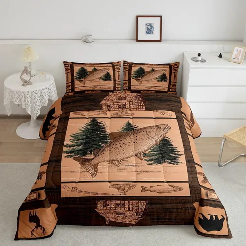 Miniatura 32 de Feelyou Juego de edredón rústico de ciervos para niños, edredón de caza de ciervos para niños, adolescentes, juego de ropa de cama de cuernos
