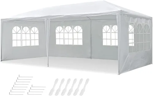 Miniatura 10 de Yescom Tienda de campaña blanca de 10 x 10 pies para exteriores, boda, fiesta, patio, con toldo extraíble de pared lateral para eventos de fiestas
