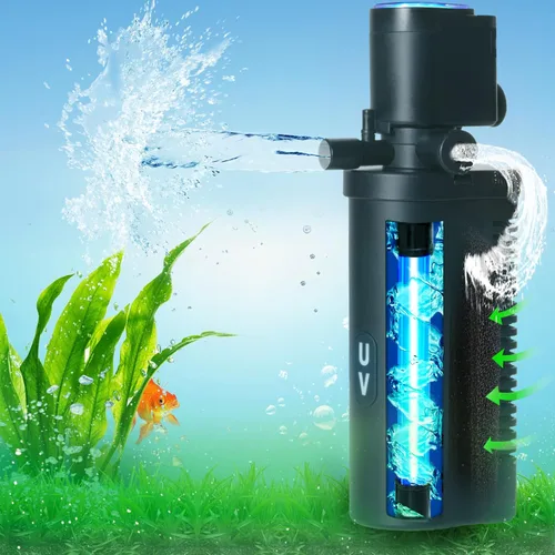 Miniatura 15 de coospider-repta Filtro de Acuario de 200 GPH, U-V para Acuario para Tanque de 20-75 Galones, Filtro de Bomba Sumergible para Agua Verde y Limpieza