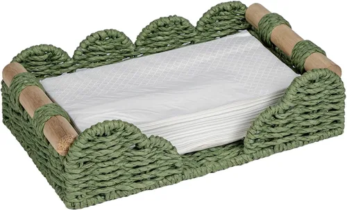 Miniatura 15 de CubesLand Servilletero festoneado para decoración de baño, dispensador de servilletas plano de cuerda de papel, bandeja para toallas de invitados