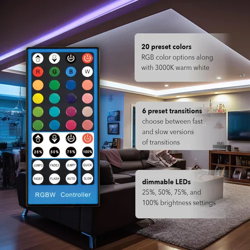 Miniatura 5 de GT-Lite Tira de luces LED de 800 lúmenes, cinta blanca y de color de 16 pies, cortada y conectada