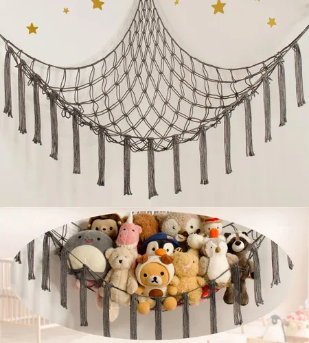 Miniatura 14 de mirolam Hamaca para Animales de Peluche - Red Grande para Animales de Peluche para Juguetes de Esquina - Organizador de Almacenamiento Colgante