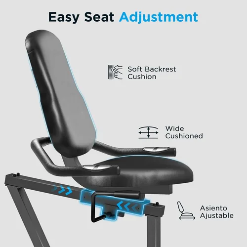 Miniatura 6 de JLL Smart Cross Trainer Bicicleta estática reclinada con ejercitadores de brazos, máquina estacionaria de resistencia magnética de 8 niveles, LCD