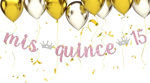 Miniatura 4 de Maicaiffe Cartel Mis Quince 15 – Decoración para fiesta de cumpleaños de 15 años para niña – Quince años – Decoración de fiesta de feliz cumpleaños
