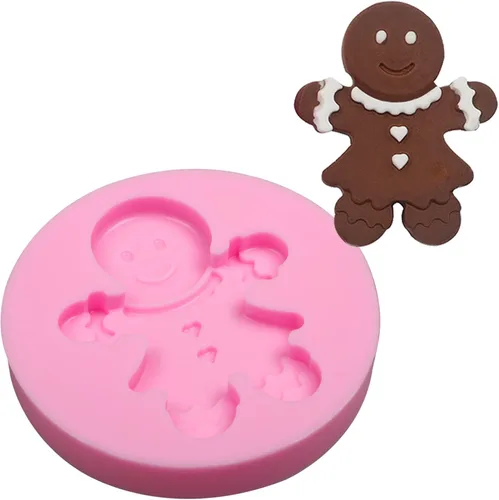 Miniatura 7 de Molde de silicona de fondant de hombre de jengibre navideño, 5 paquetes con copo de nieve, Papá Noel, moldes de chocolate para hornear galletas