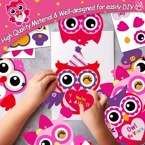 Miniatura 4 de Chiazllta 30 piezas de kits de manualidades para San Valentín, kit de manualidades DIY de búho para San Valentín, kit de manualidades de corazón