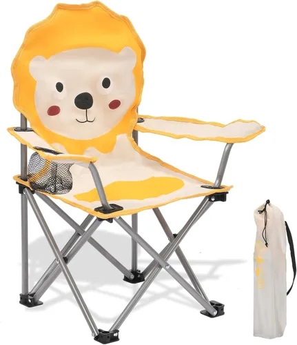 Miniatura 8 de XMT Silla plegable para niños con portavasos - Silla portátil ligera para exteriores e interiores para niños de 3 a 9 años, base antideslizante