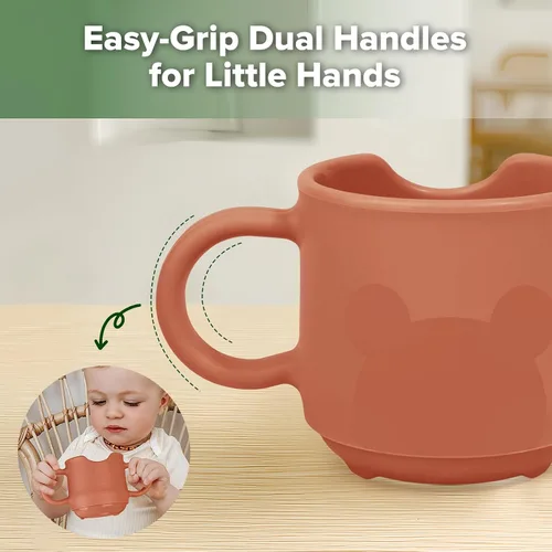 Miniatura 6 de Taza de entrenamiento de silicona para bebés haakaa, taza abierta de aprendizaje para niños pequeños de 6 meses en adelante, a prueba de caídas, sin