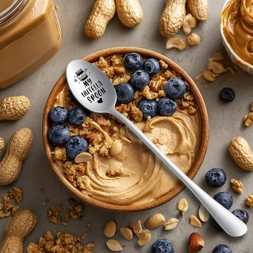 Miniatura 5 de Divertida Cuchara de Nutella Grabada, Cuchara de Acero Inoxidable Grabada para Mujeres y Hombres, Ideal para Cumpleaños, Navidad, Día de San Mi